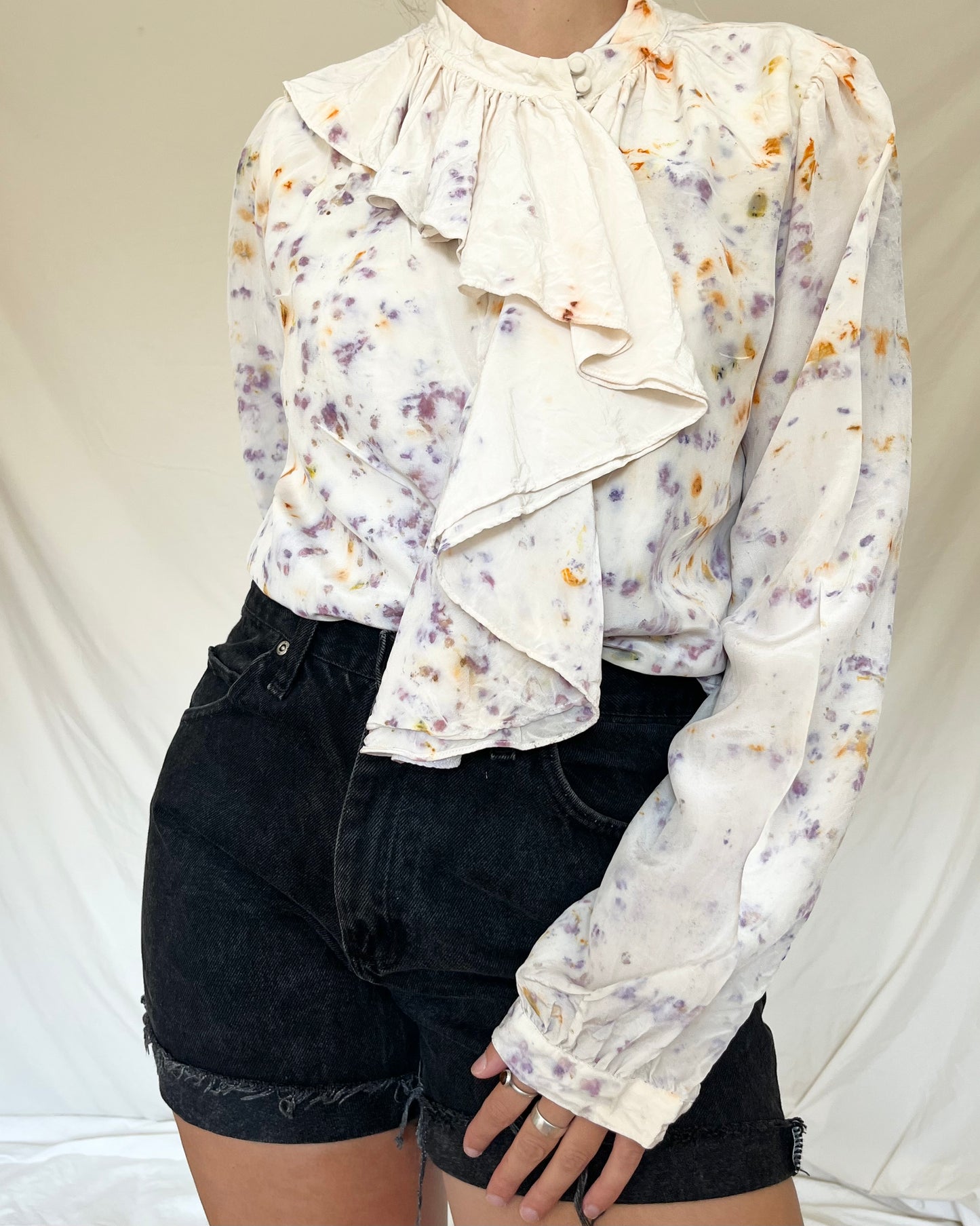 100% Silk Plant Dyed Button Up - Sumac/Coreopsis - M