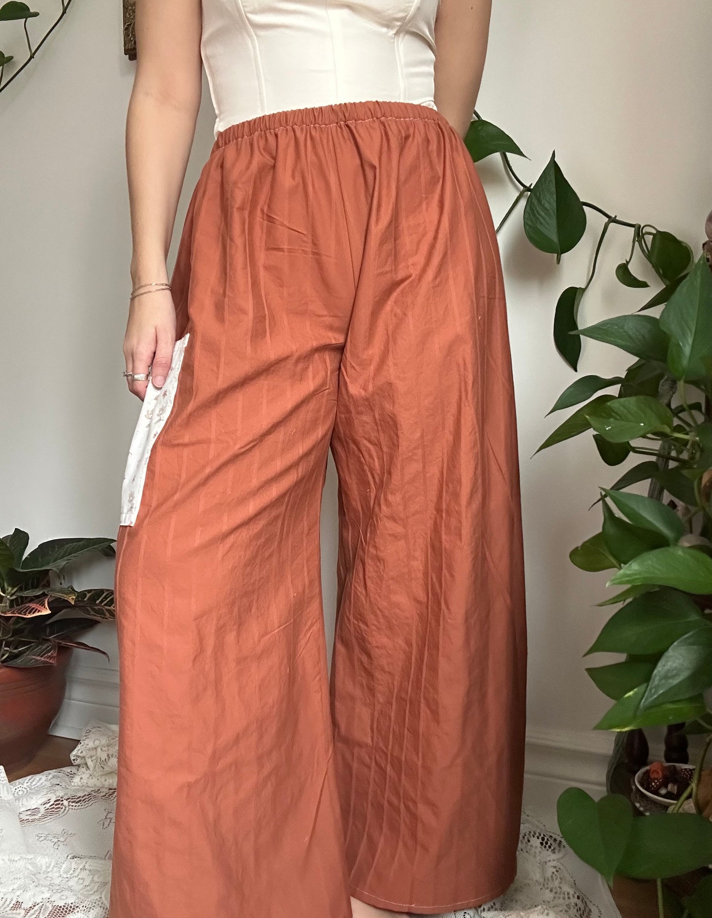 Upcycled 100% Cotton Burnt Orange Pants - Multiple Sizes