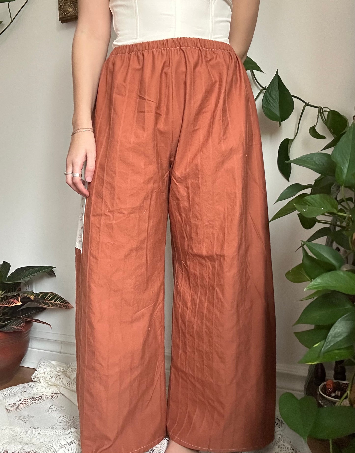 Upcycled 100% Cotton Burnt Orange Pants - Multiple Sizes