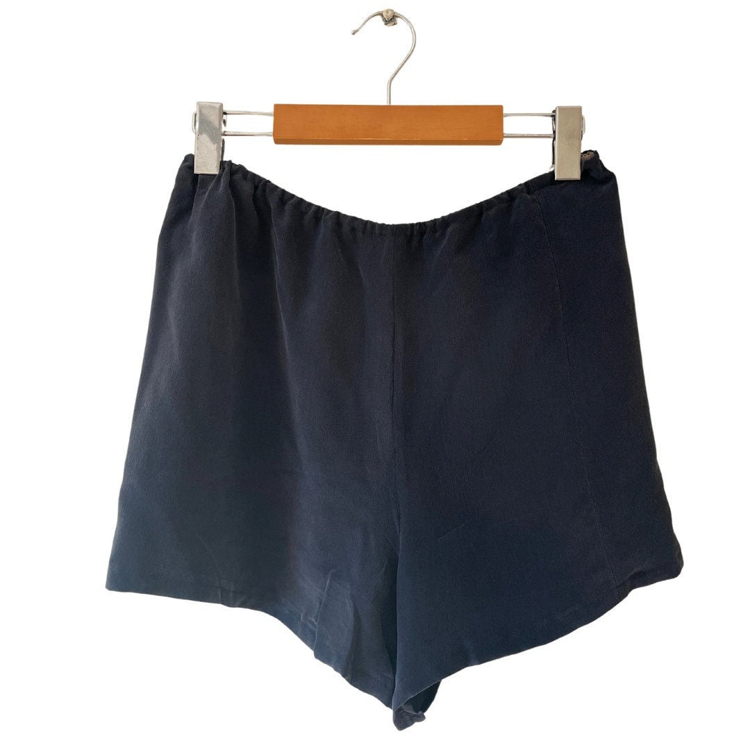 Black/Tan Patchwork 100% Upcycled Silk Sleep Shorts- XL/XXL